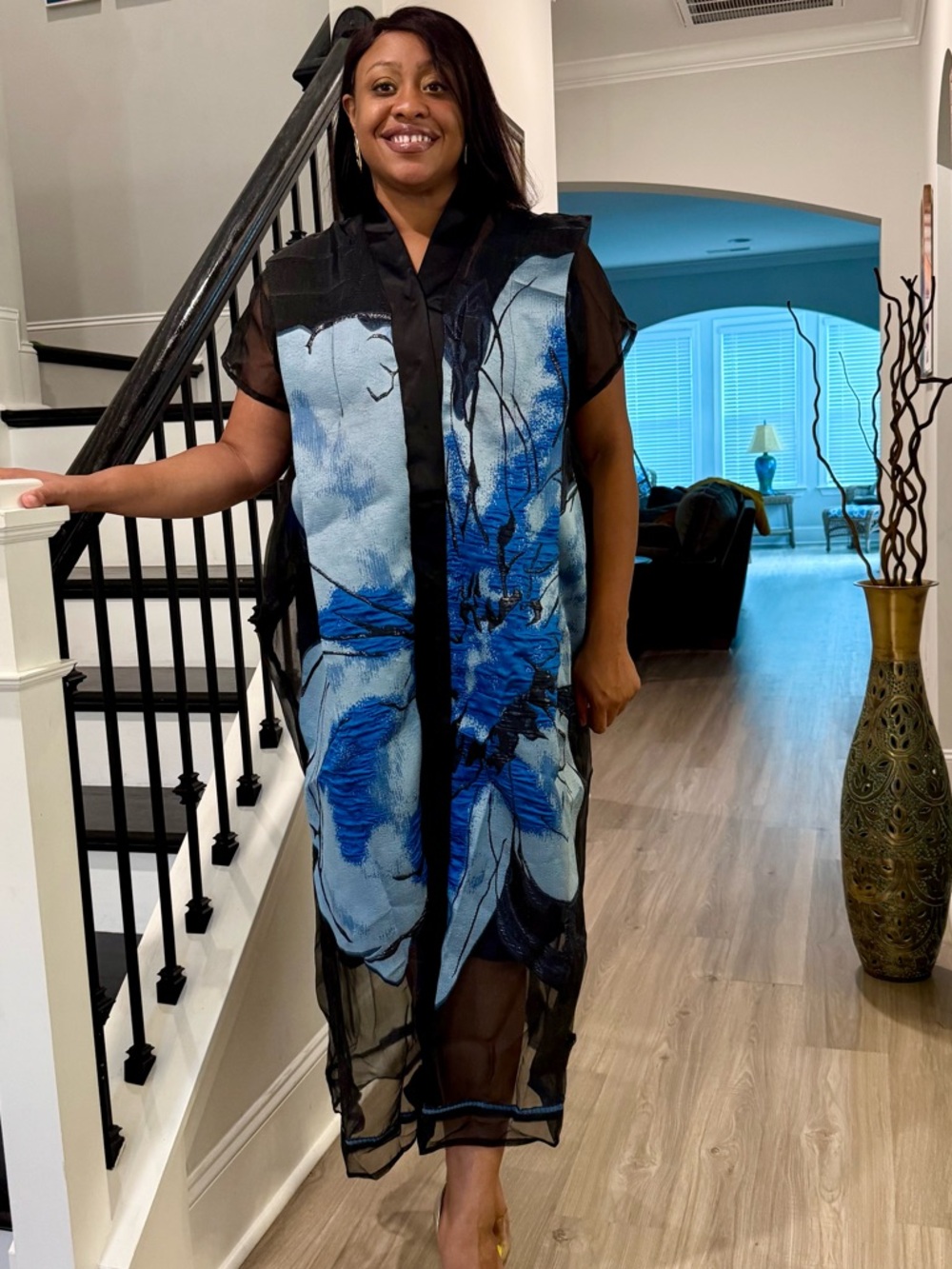 Luxury African Modern European Organza Brocade Boubou Maxi Dress with Inner wear